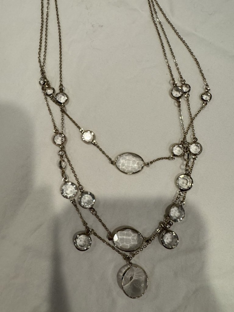 Nordstrom Gold Tone Clear Stone Bead Charms Layered Multistrand 18" Necklace New — image 5 of 8